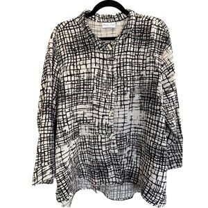 Habitat Tunic Blouse Shirt Women XL Art to Wear Modern Lagenlook Artsy Unique